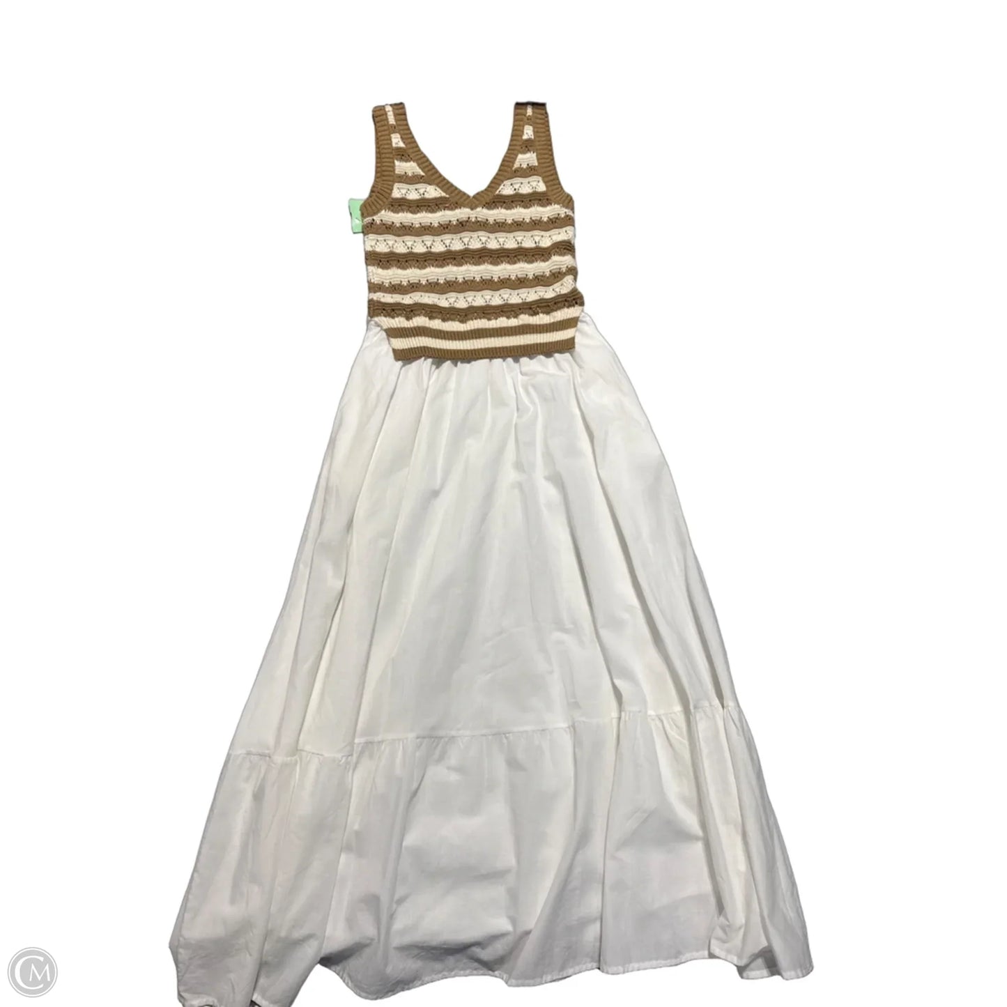 Dress Casual Maxi By Elan In Tan & White, Size: M