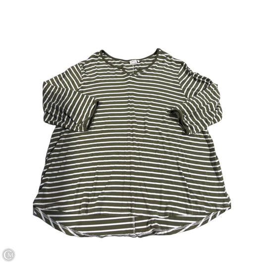Top 3/4 Sleeve By Simple In Green & White, Size: 3x