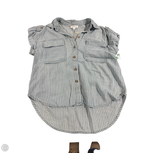 Top Short Sleeve By Blu Pepper In Blue & White, Size: S
