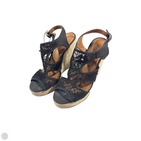 Sandals Heels Wedge By Lucky Brand In Black, Size: 8