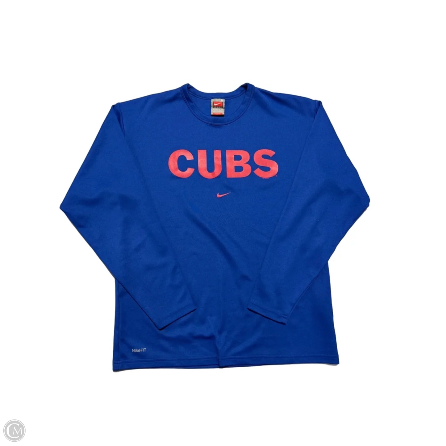 Athletic Top Long Sleeve Collar By Nike In Blue, Size: S