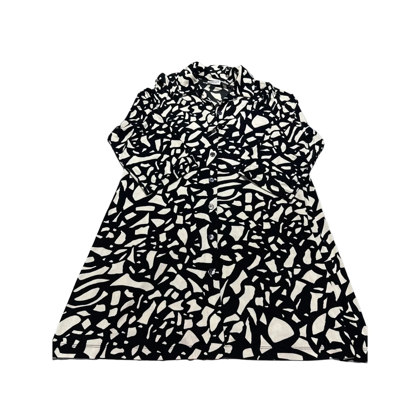 Top 3/4 Sleeve By Chicos In Black & Cream, Size: Xl