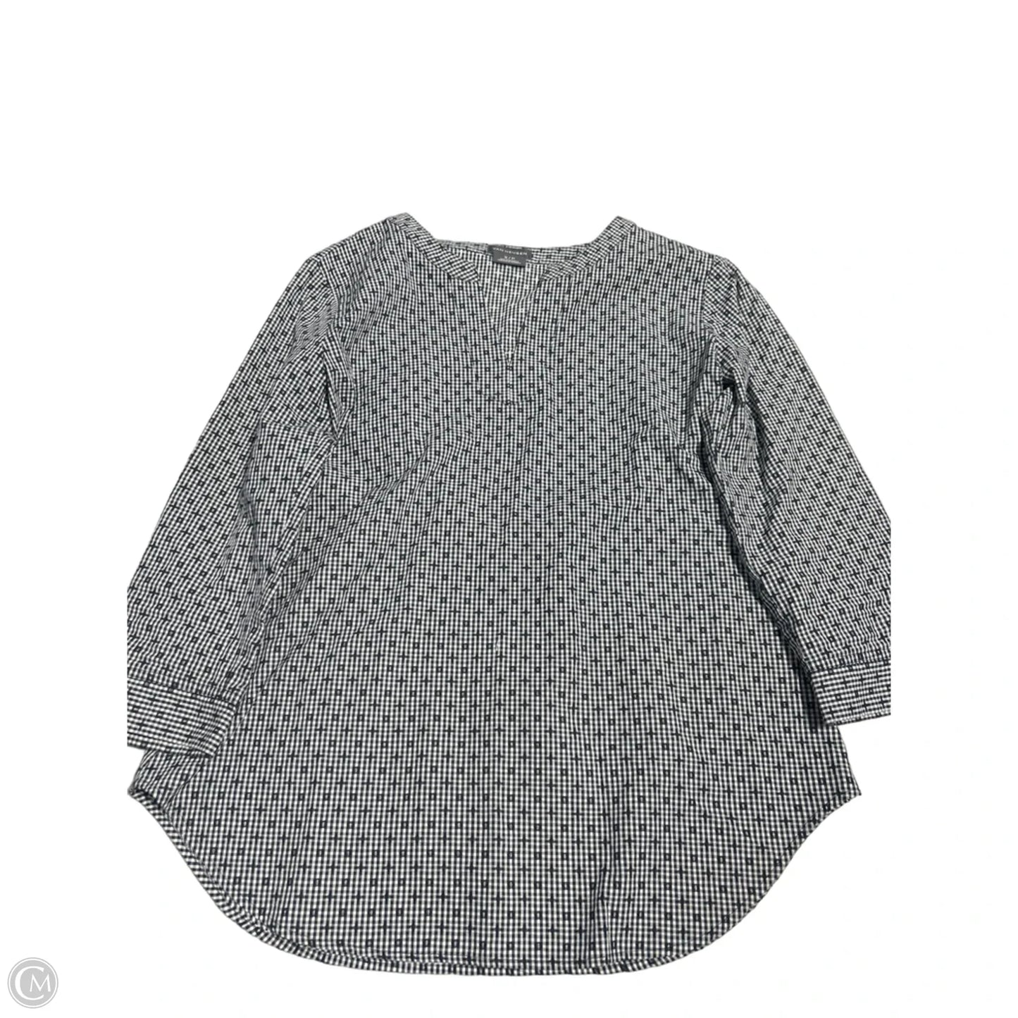 Top 3/4 Sleeve By Van Heusen In Black & White, Size: S