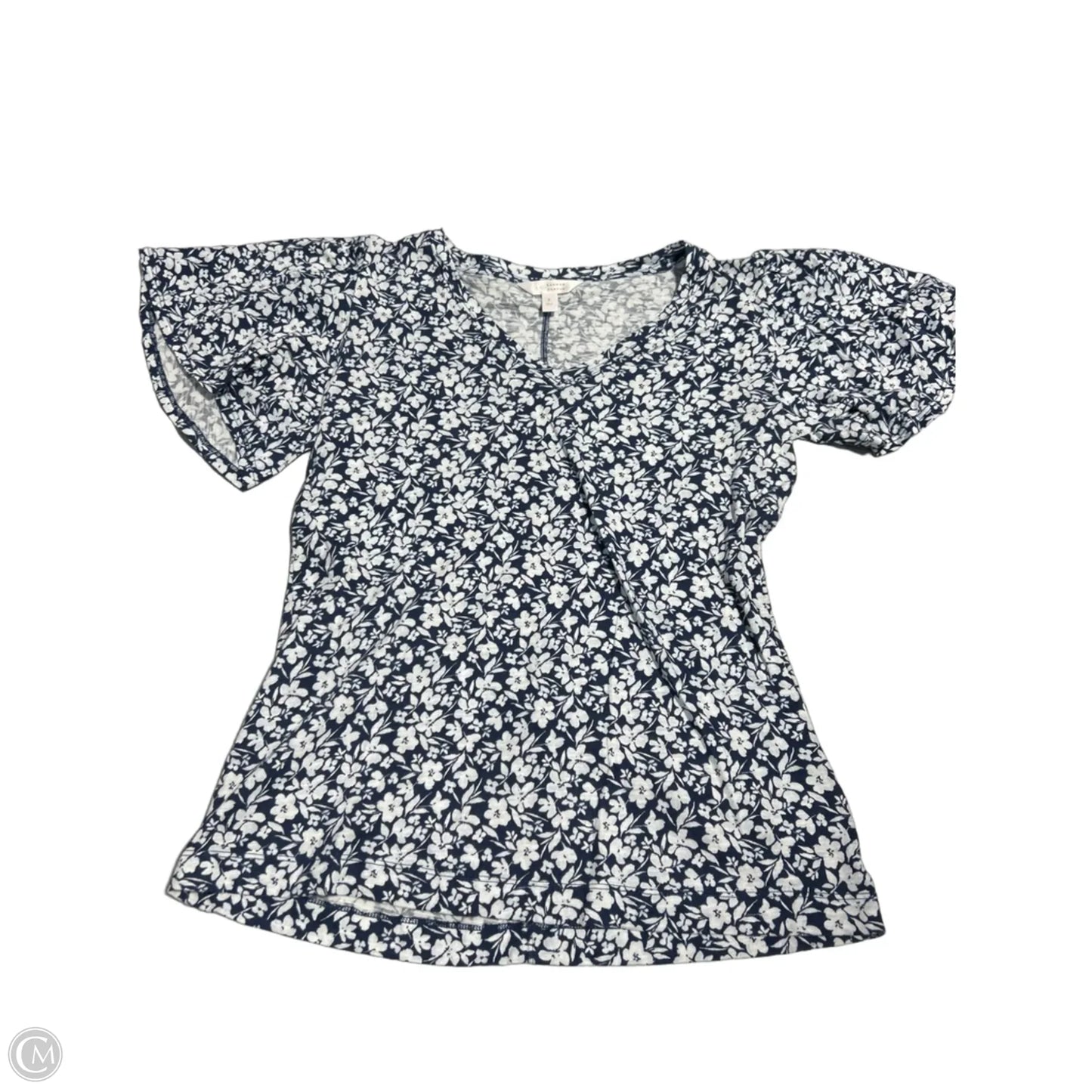 Top Short Sleeve By Lc Lauren Conrad In Blue & White, Size: S