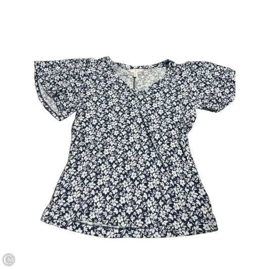 Top Short Sleeve By Lc Lauren Conrad In Blue & White, Size: S