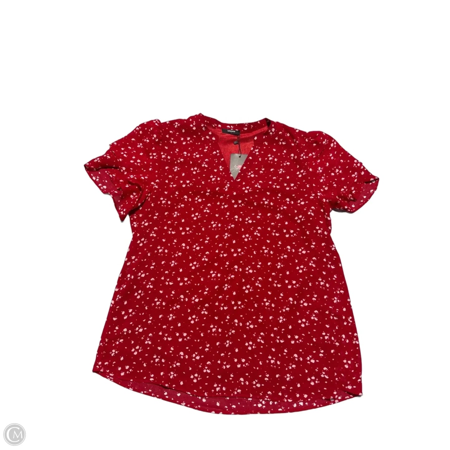 Top Short Sleeve By Cmc In Red & White, Size: L