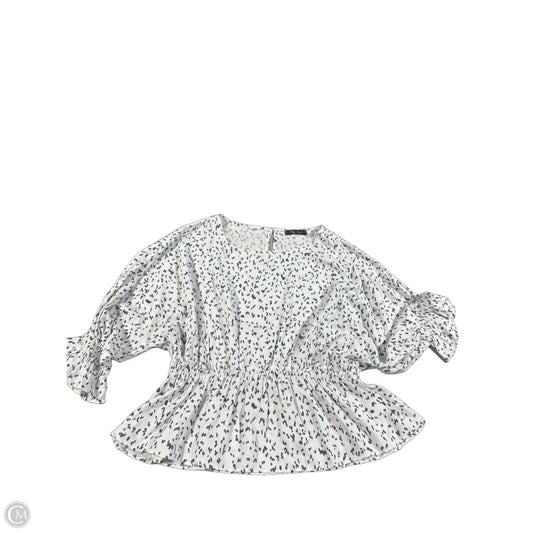 Blouse 3/4 Sleeve By Cmc In Blue & White, Size: S