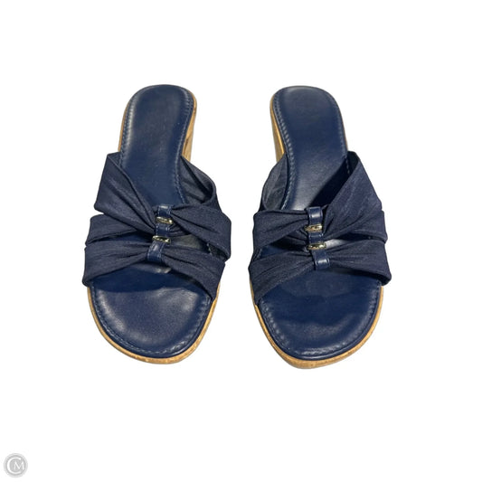 Sandals Flats By Italian Shoemakers In Navy, Size: 6