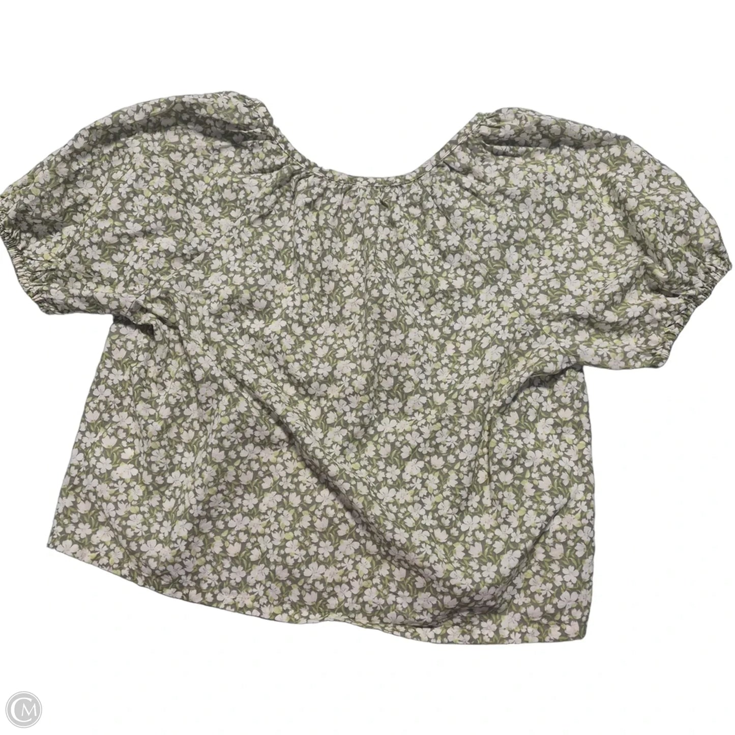 Top Short Sleeve By Old Navy In Green & White, Size: M
