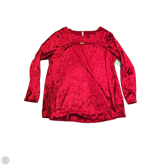 Top 3/4 Sleeve By Emerald In Red, Size: 3x