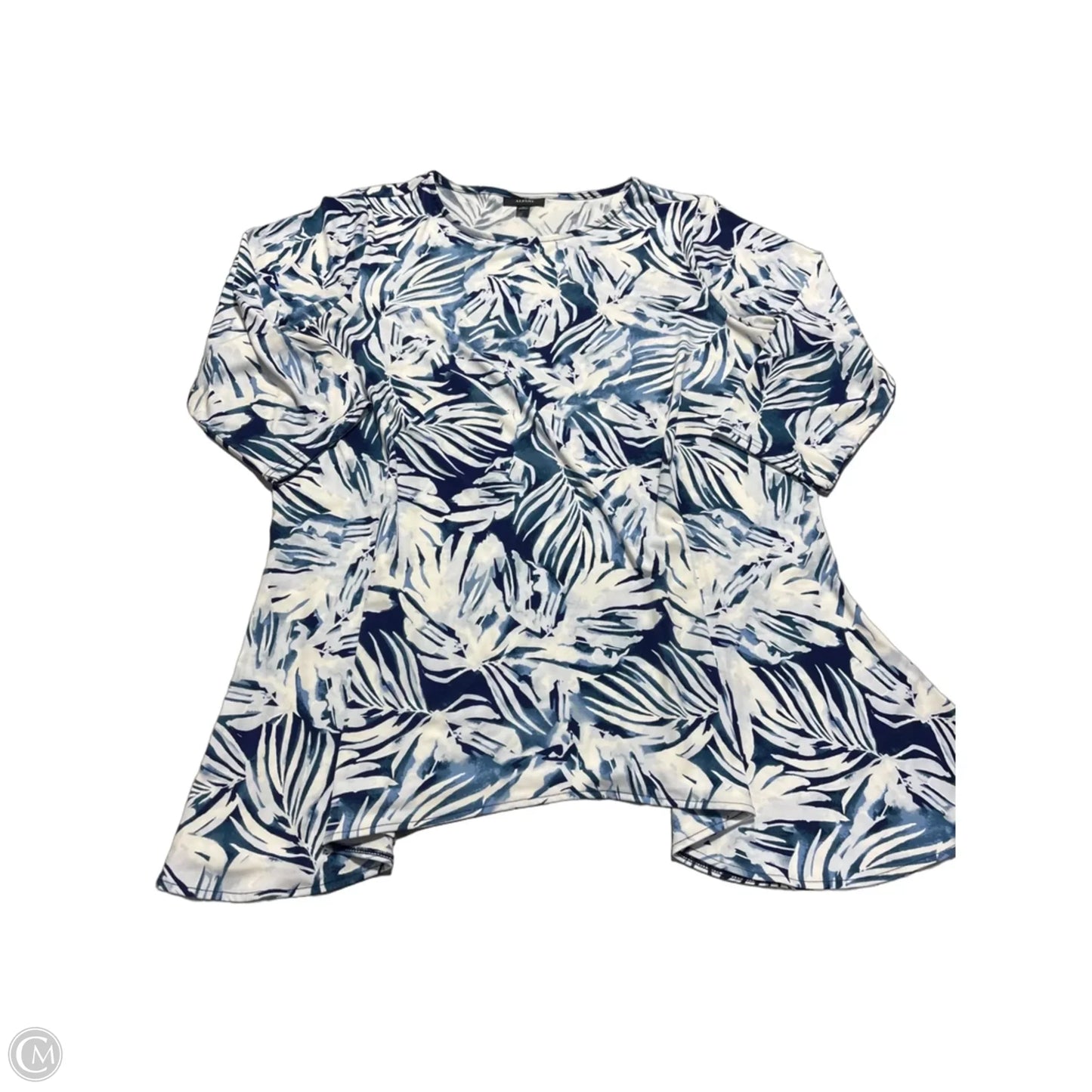 Top 3/4 Sleeve By Alfani In Blue & White, Size: 2x