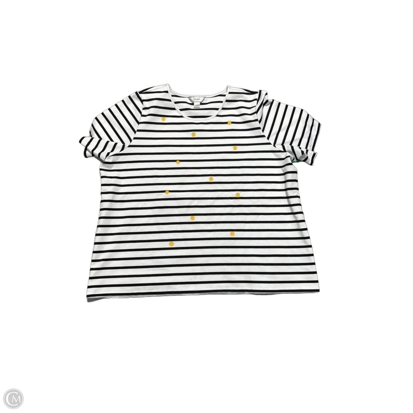 Top Short Sleeve By Cj Banks In Black & White, Size: 3x