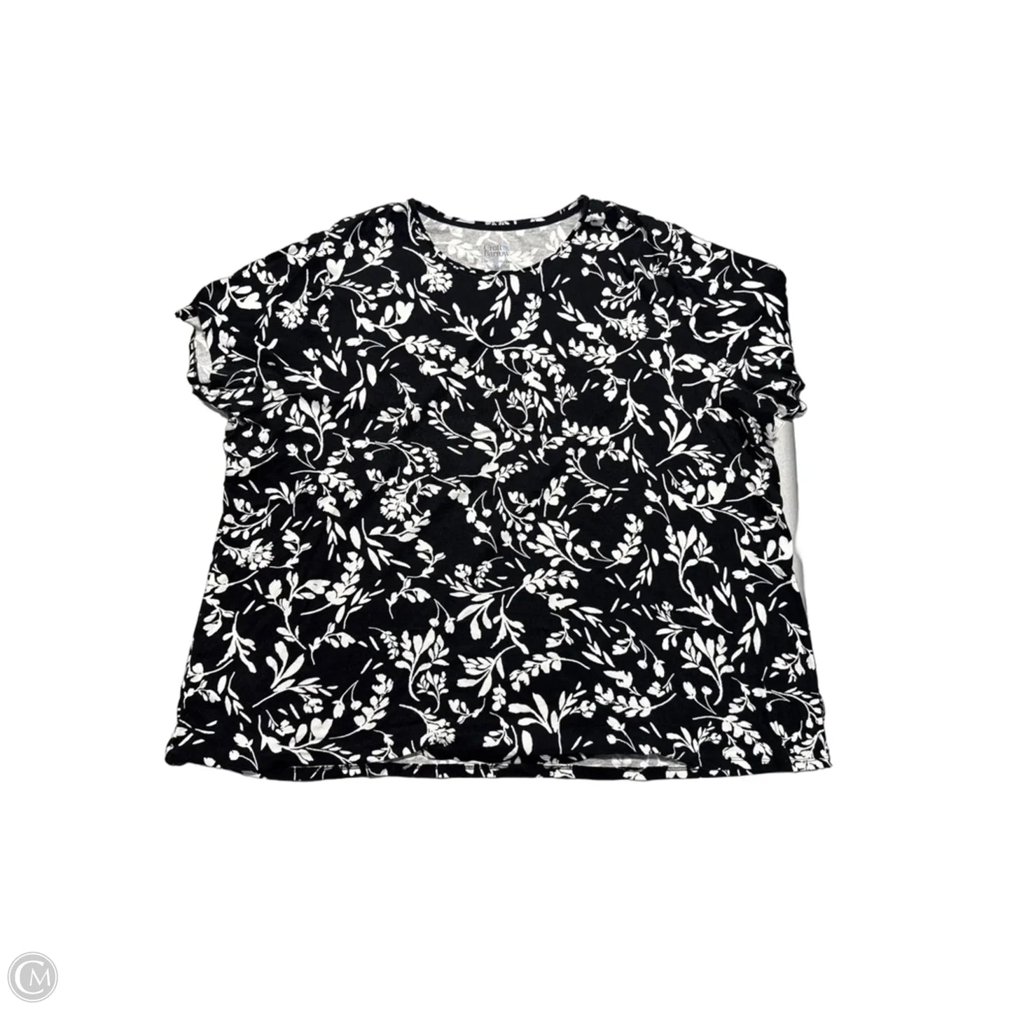 Top Short Sleeve By Croft And Barrow In Black & White, Size: 3x