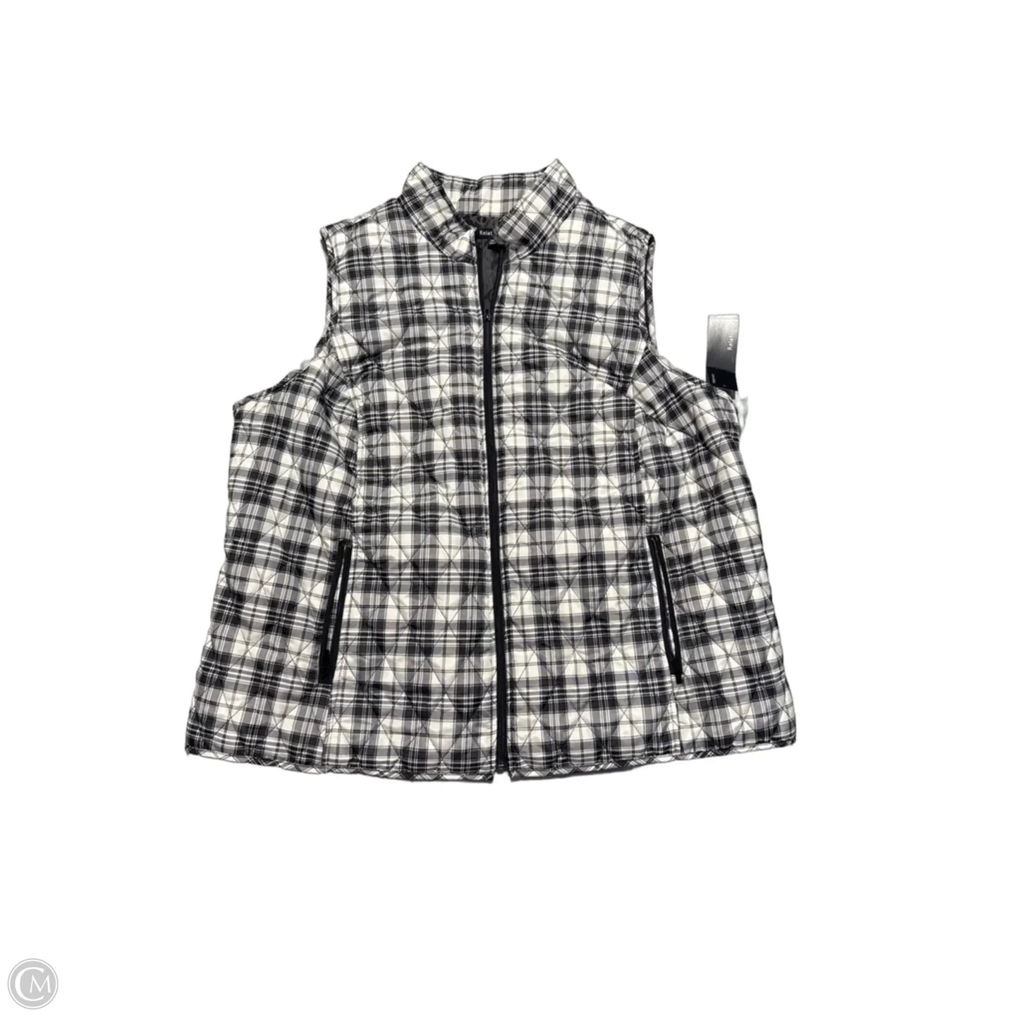Vest Puffer & Quilted By Relativity In Black & White, Size: 3x