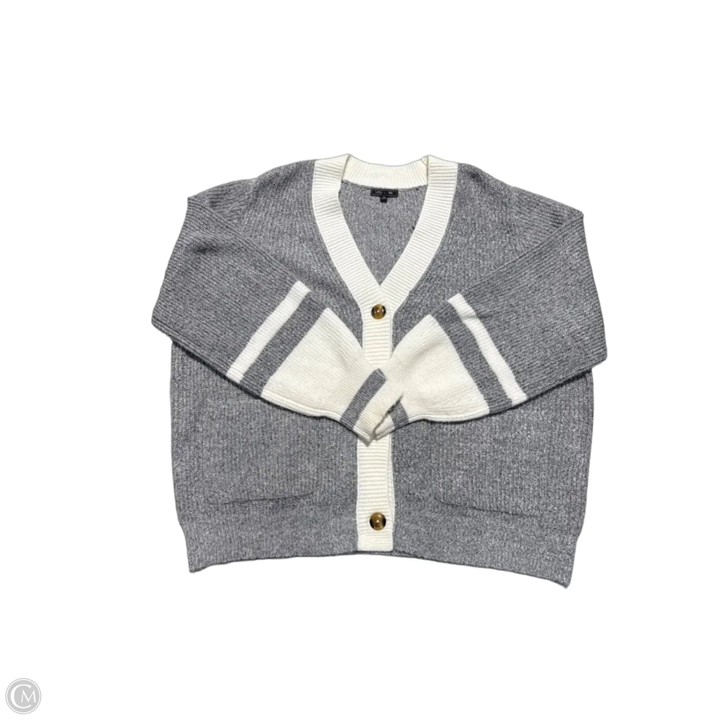 Cardigan By Cmc In Grey & White, Size: 2x