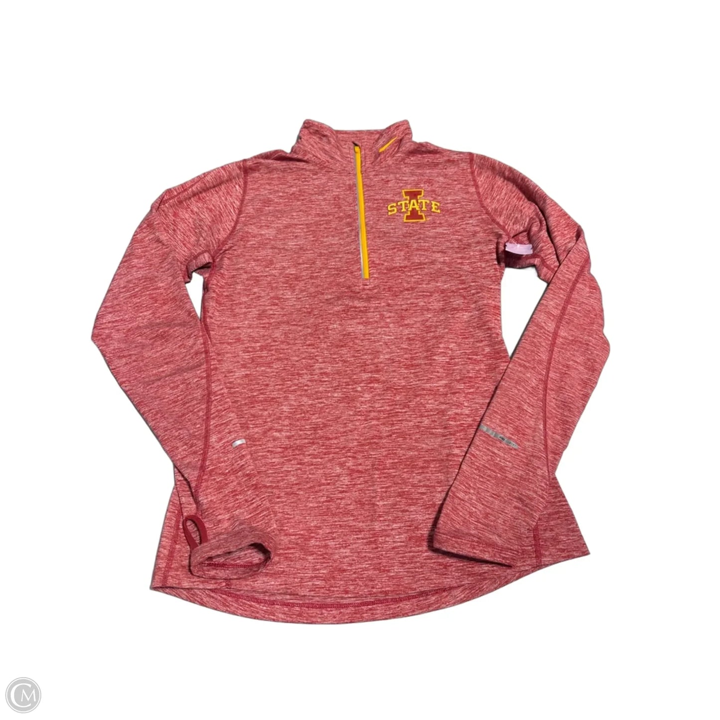 Athletic Top Long Sleeve Collar By Nike In Red, Size: S