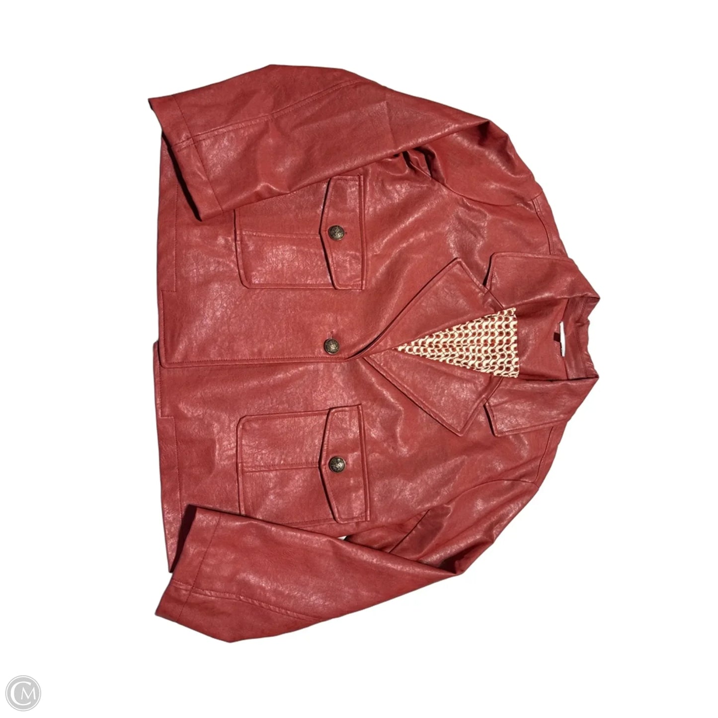 Jacket Moto Leather By Mystree In Red, Size: S