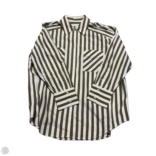Top Long Sleeve By Nordstrom In Green & White, Size: Xl