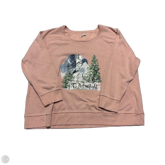 Top Long Sleeve By Cato In Pink, Size: 3x