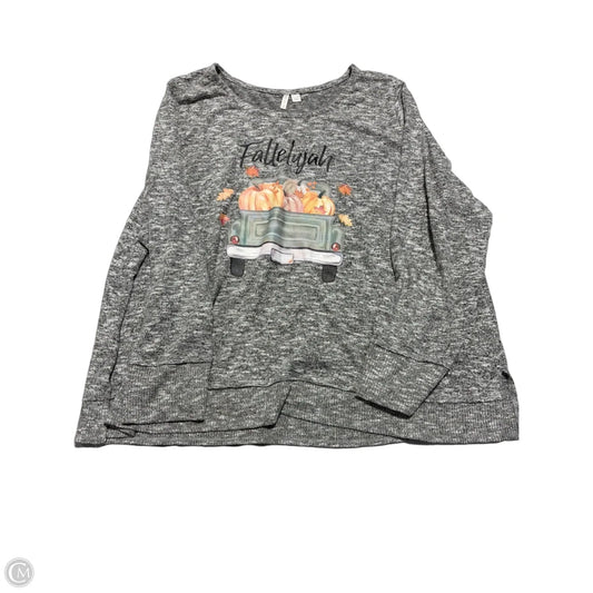 Top Long Sleeve By Cato In Grey, Size: 3x