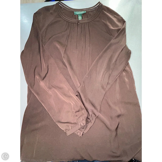 Blouse Long Sleeve By Lauren By Ralph Lauren In Brown, Size: L