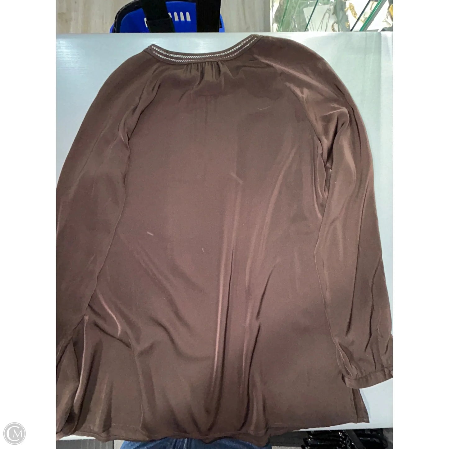 Blouse Long Sleeve By Lauren By Ralph Lauren In Brown, Size: L