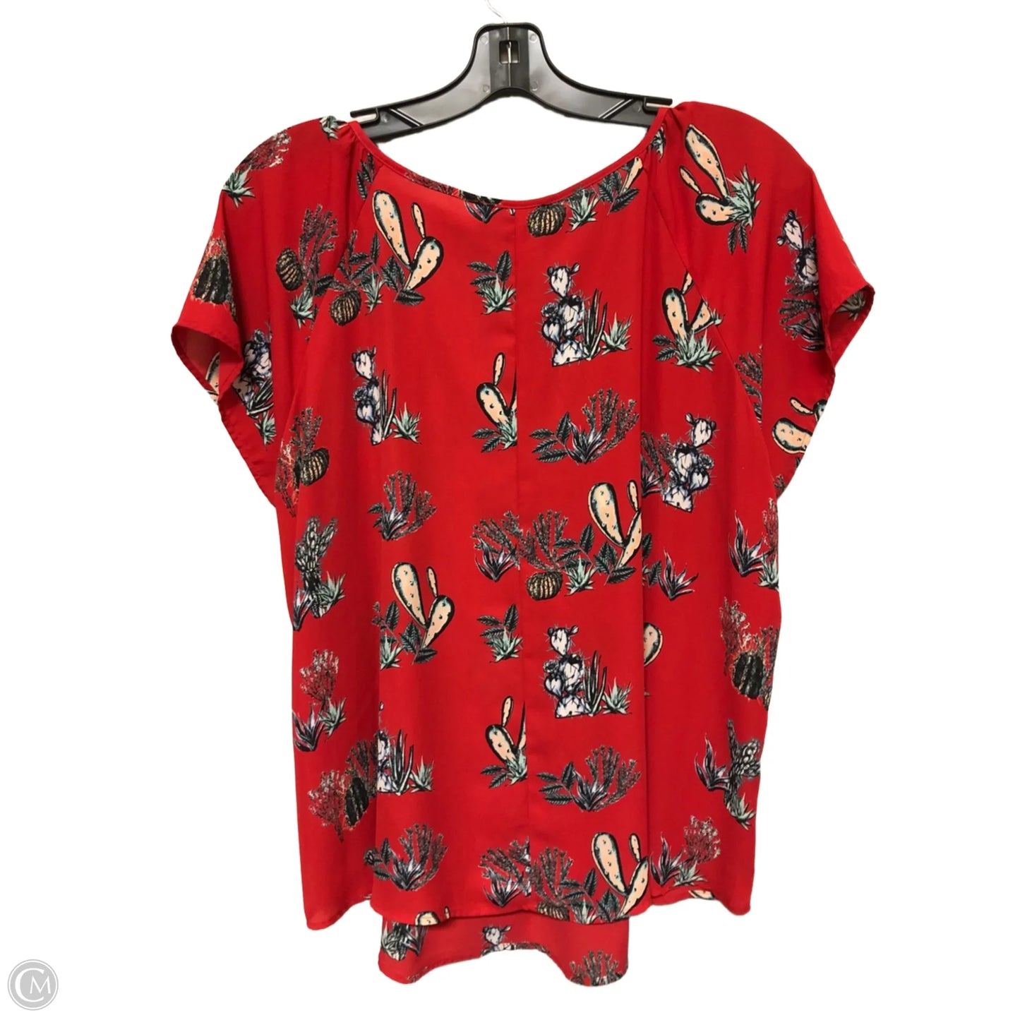 Blouse Short Sleeve By Karen Kane In Red, Size: 2x