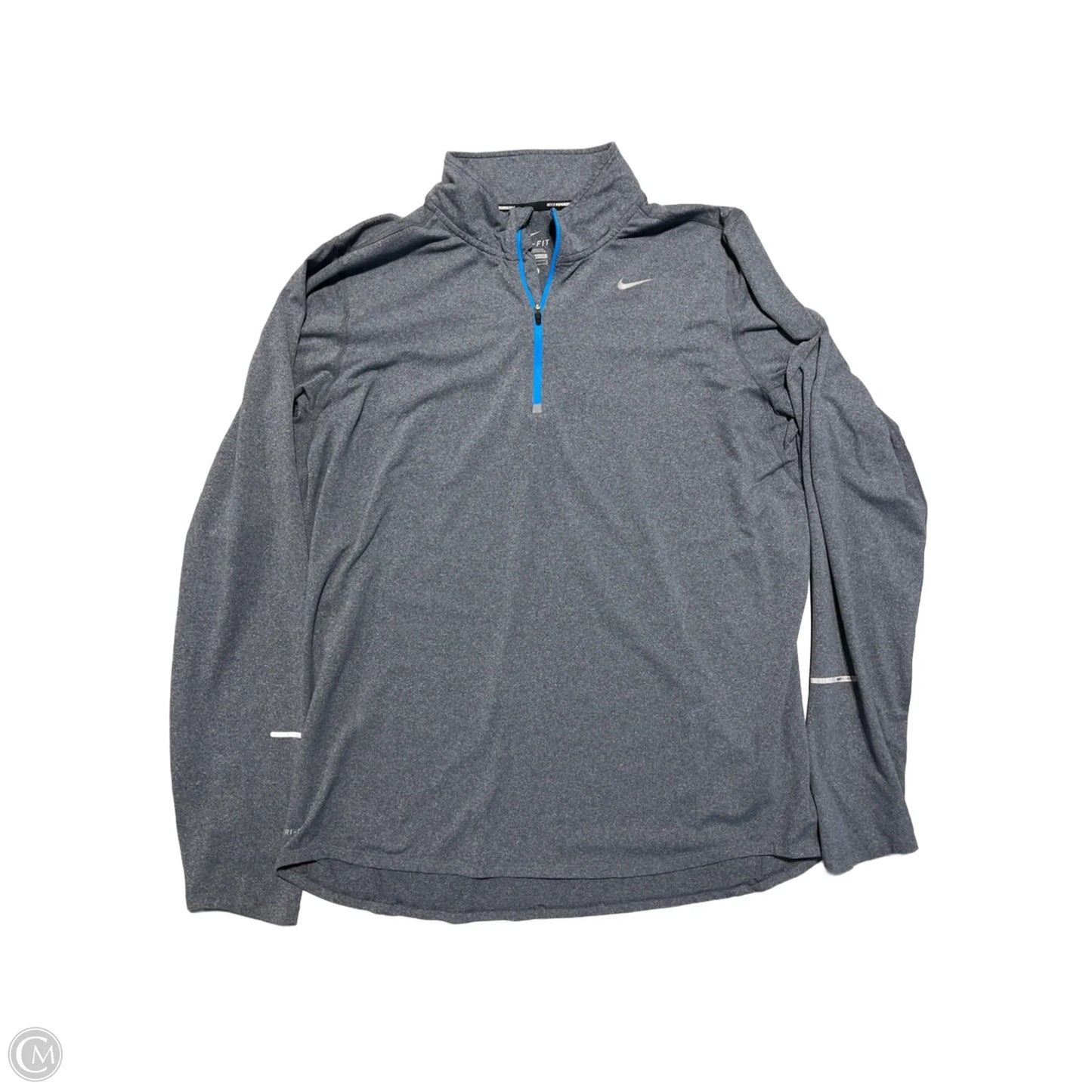Athletic Top Long Sleeve Collar By Nike In Grey, Size: L