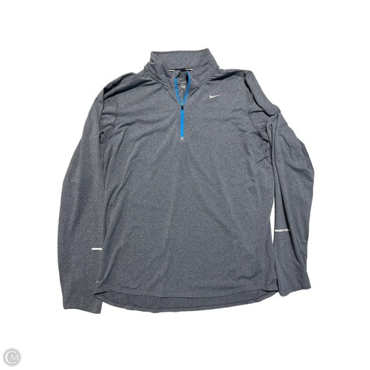 Athletic Top Long Sleeve Collar By Nike In Grey, Size: L