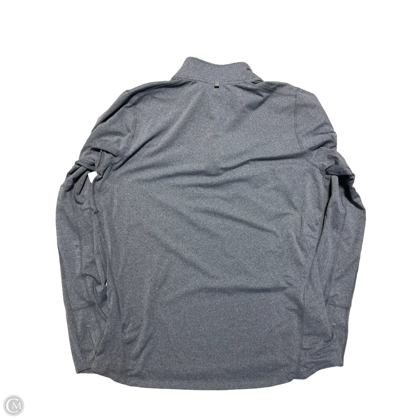 Athletic Top Long Sleeve Collar By Nike In Grey, Size: L