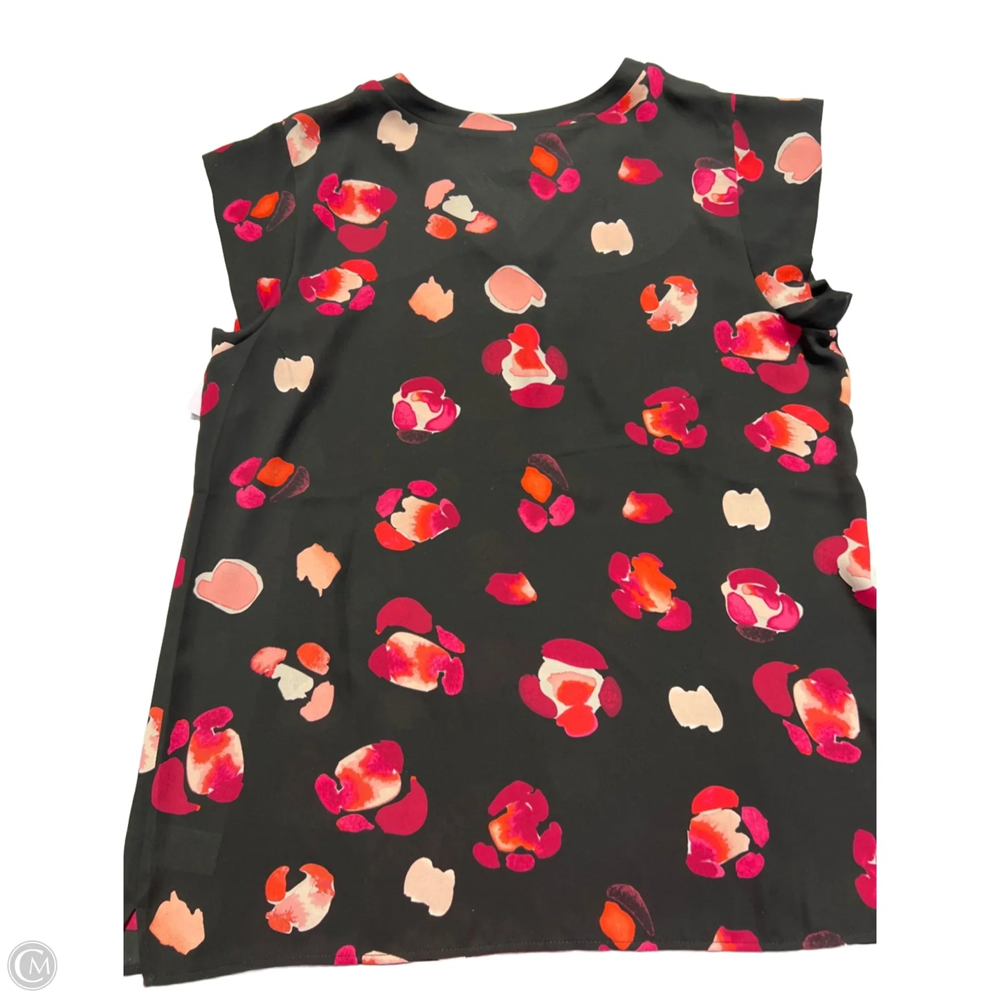 Blouse Short Sleeve By Cabi In Black & Pink, Size: L