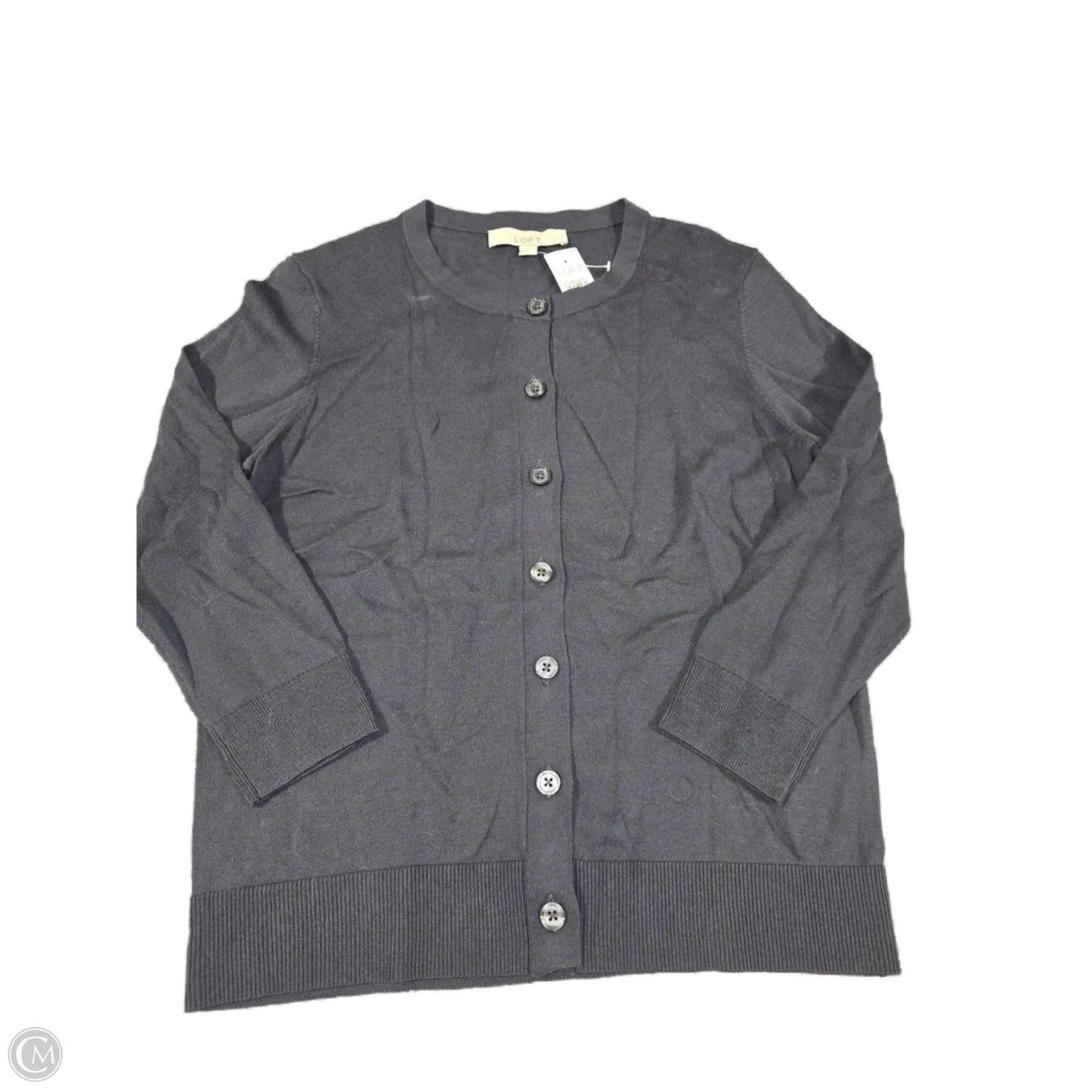 Sweater Cardigan By Loft In Grey, Size: M