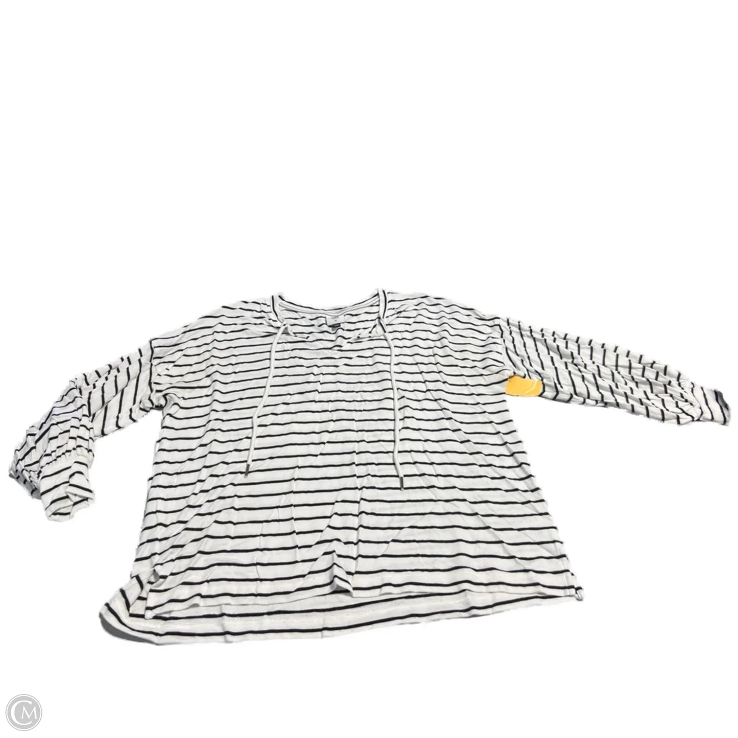 Top Long Sleeve Basic By Cabi In Striped Pattern, Size: M