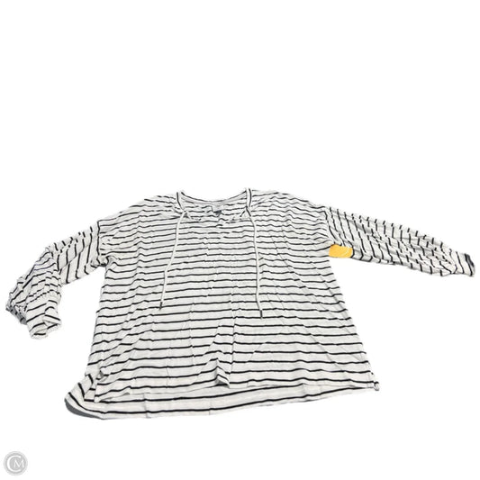 Top Long Sleeve Basic By Cabi In Striped Pattern, Size: M