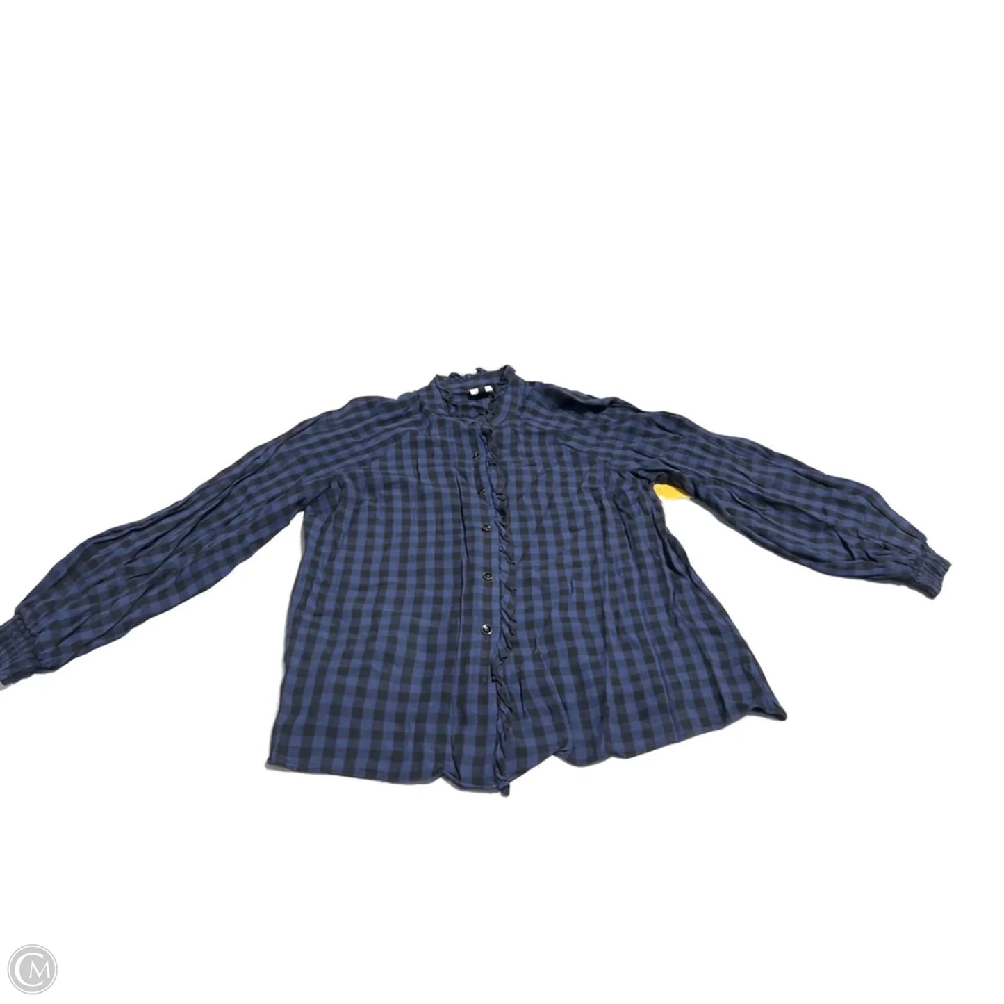 Top Long Sleeve Basic By Cabi In Checkered Pattern, Size: M