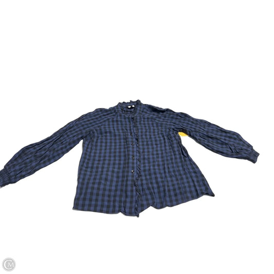 Top Long Sleeve Basic By Cabi In Checkered Pattern, Size: M