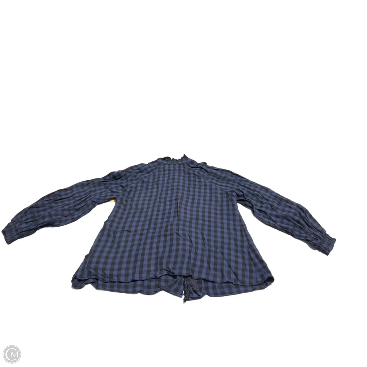 Top Long Sleeve Basic By Cabi In Checkered Pattern, Size: M