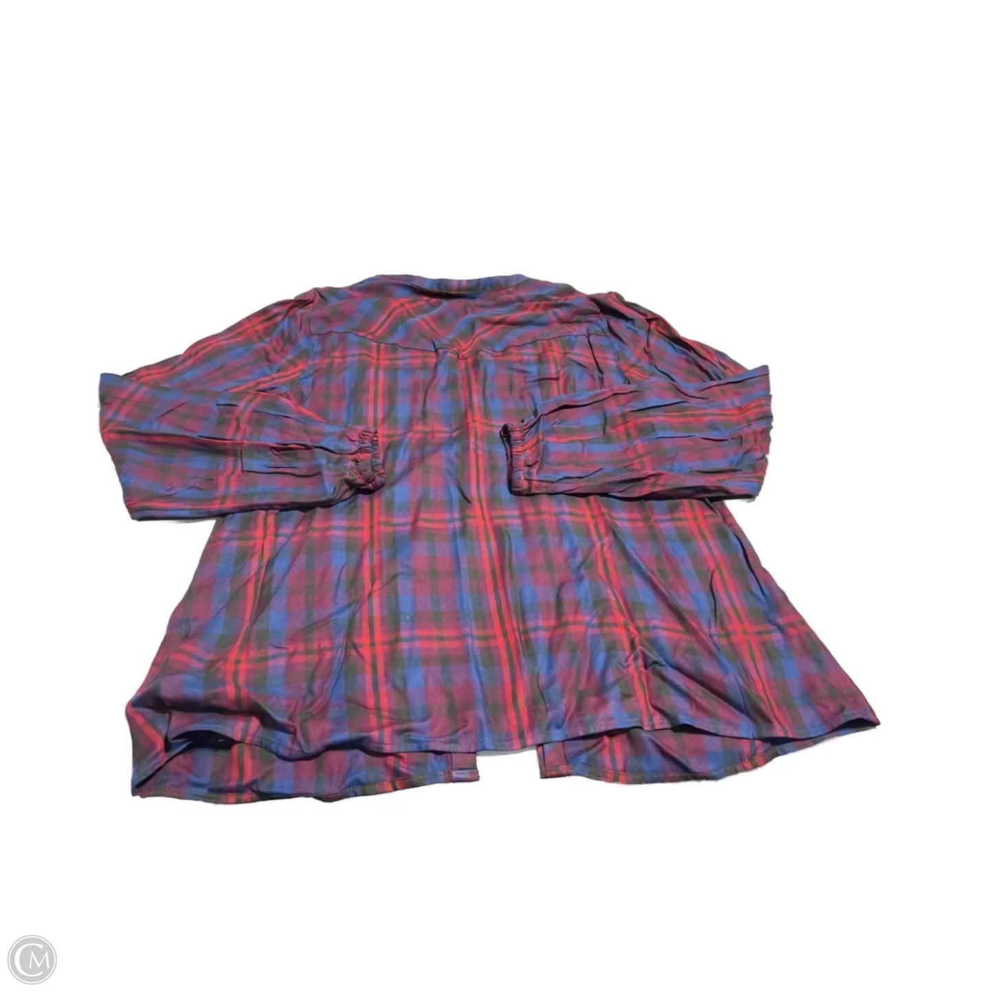 Top Long Sleeve Basic By Cabi In Plaid Pattern, Size: M