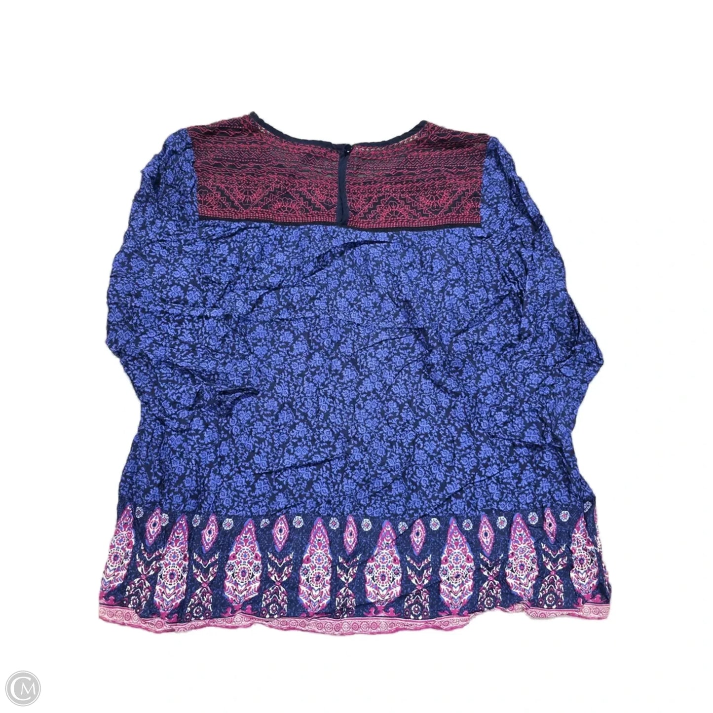 Top 3/4 Sleeve Basic By Lucky Brand In Blue & Red, Size: M