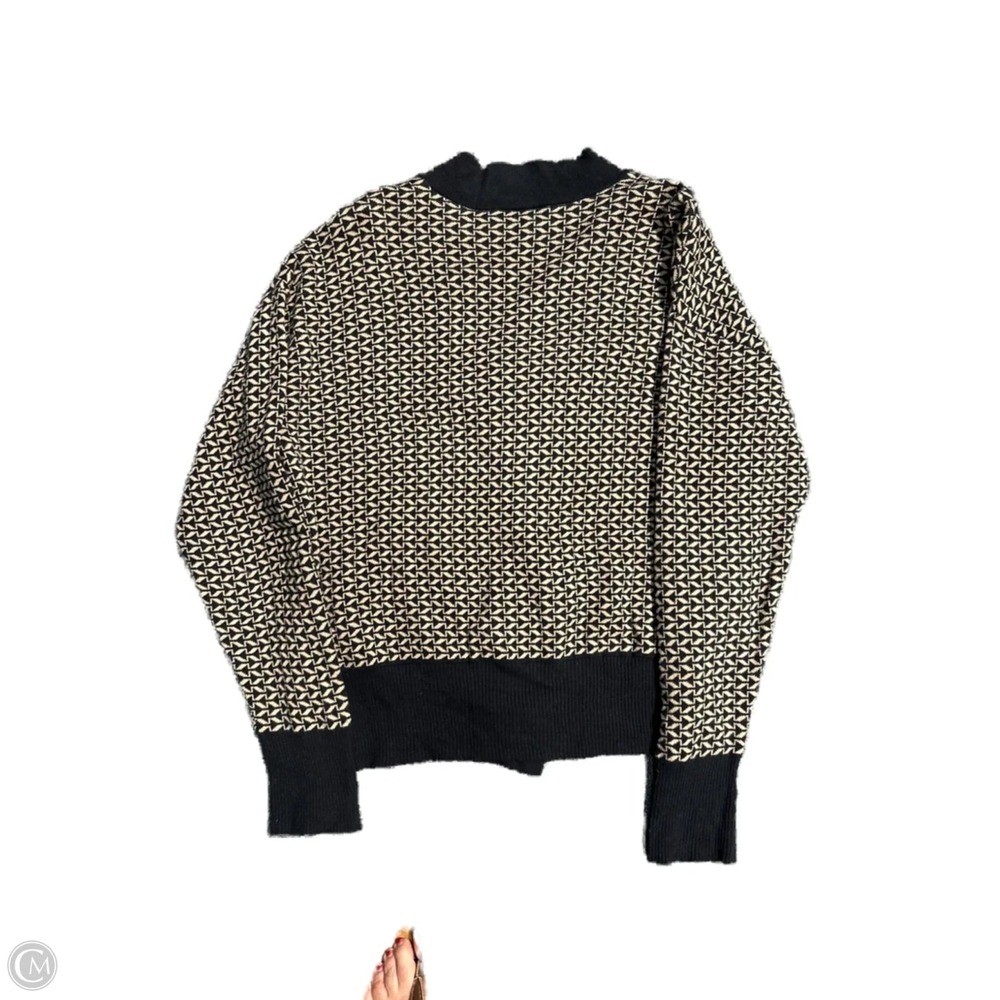 Sweater Cardigan By Ann Taylor In Black & Tan, Size: L