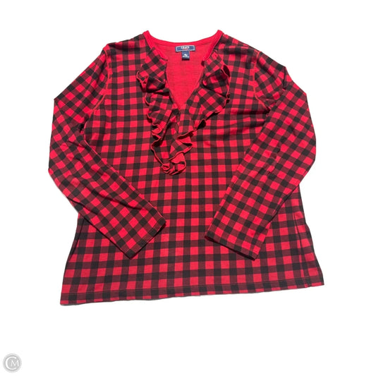Top Long Sleeve By Chaps In Black & Red, Size: Xl