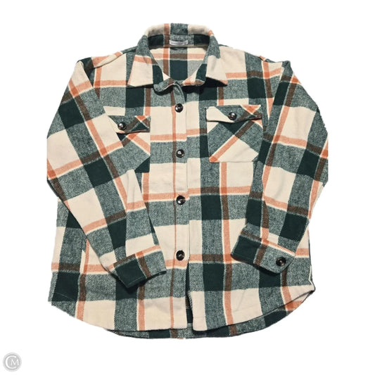 Jacket Shirt By Staccato In Plaid Pattern, Size: L
