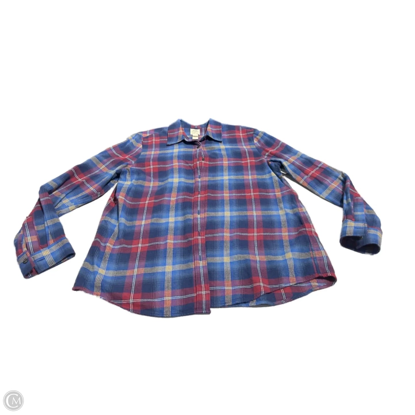 Top Long Sleeve By Lands End In Plaid Pattern, Size: L