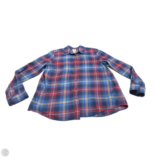 Top Long Sleeve By Lands End In Plaid Pattern, Size: L