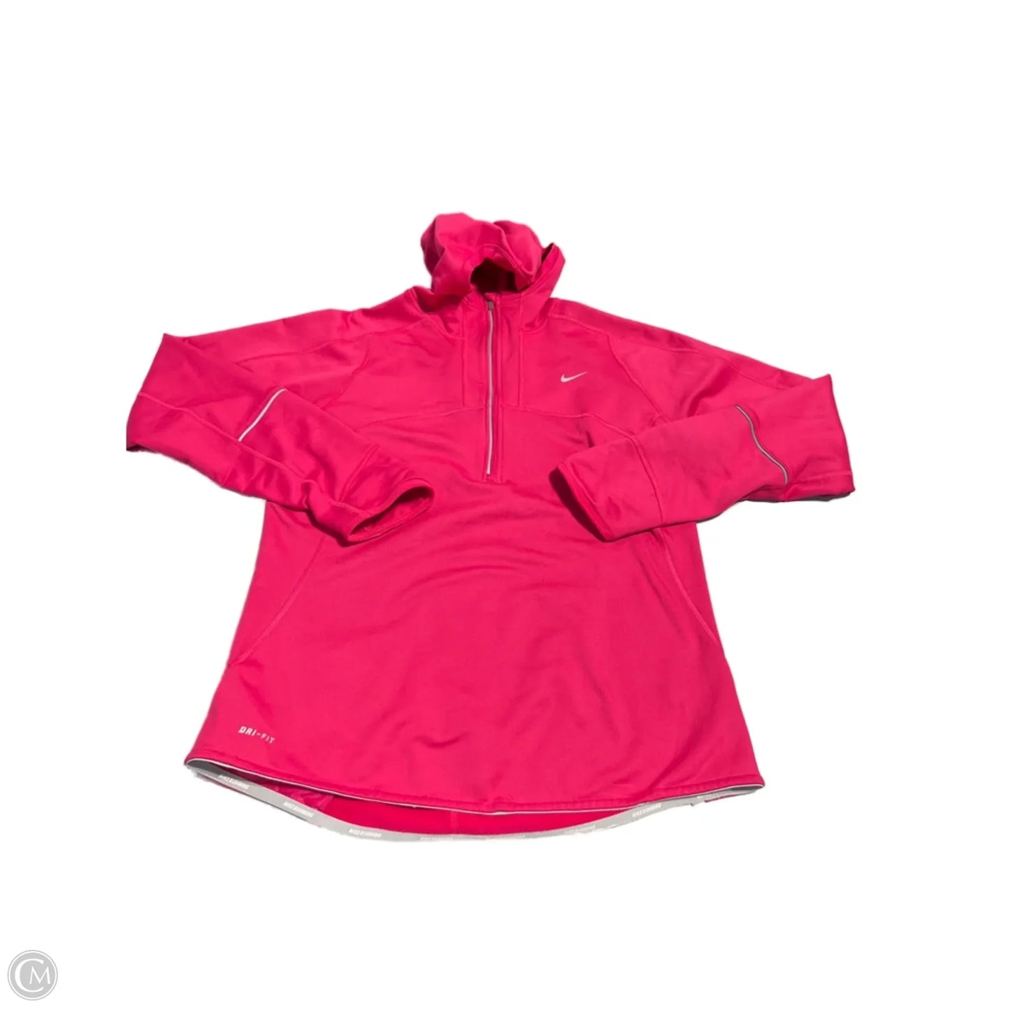 Athletic Top Long Sleeve Hoodie By Nike In Pink, Size: M
