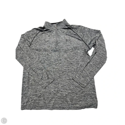 Athletic Top Long Sleeve Collar By Under Armour In Black & Grey, Size: L
