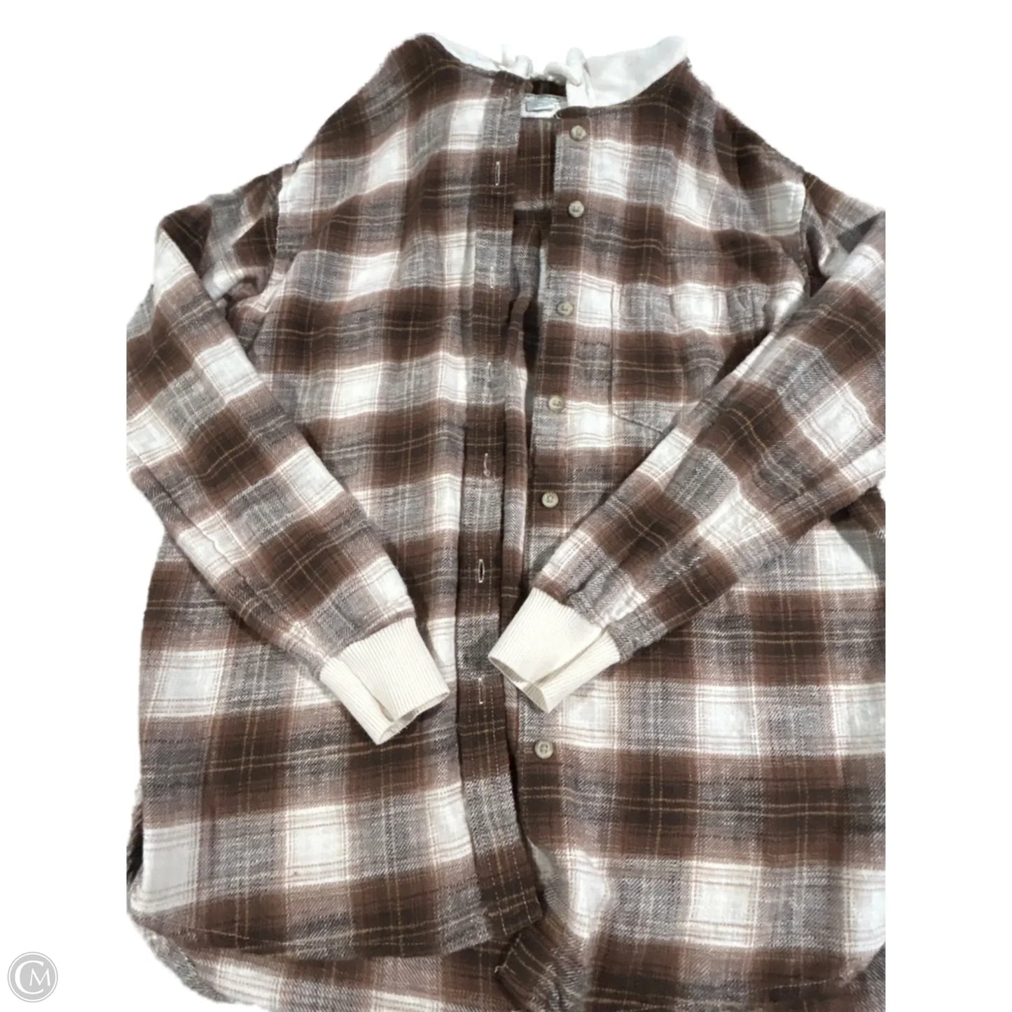 Top Long Sleeve By American Eagle In Plaid Pattern, Size: Xs
