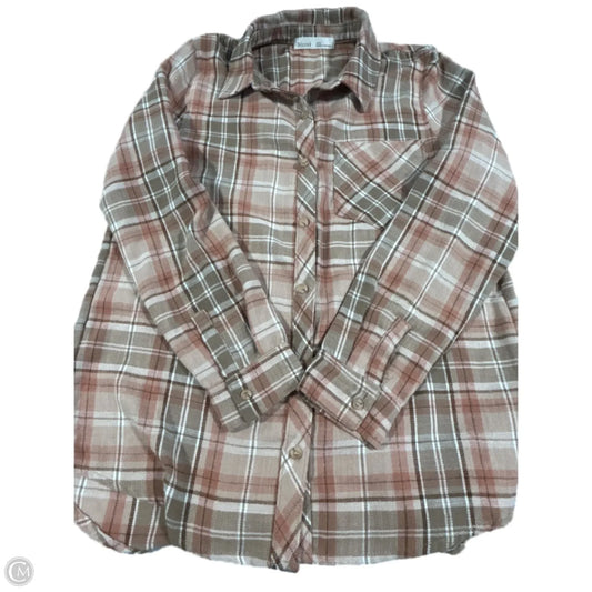 Top Long Sleeve By Be Cool In Plaid Pattern, Size: S