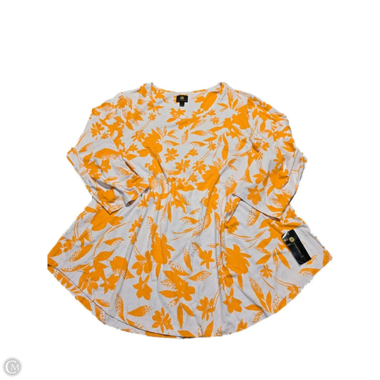 Top 3/4 Sleeve By Jm Collections In Orange & White, Size: 3x