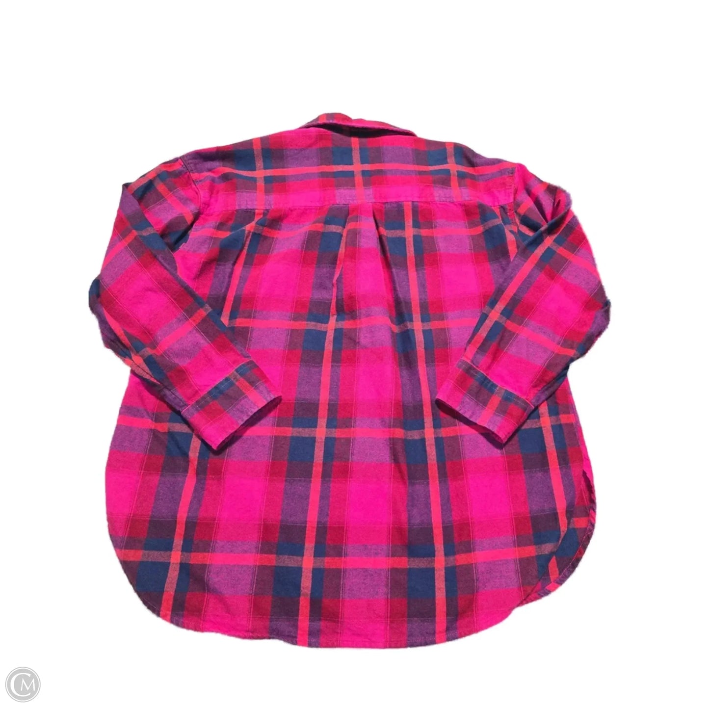 Top Long Sleeve By Universal Thread In Plaid Pattern, Size: L